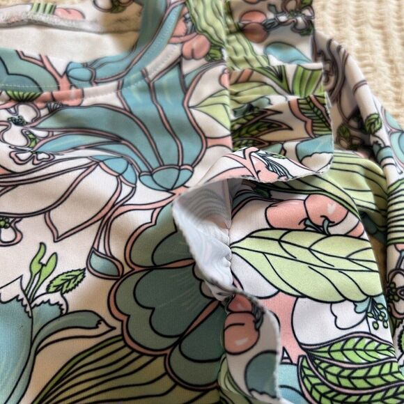 Janie & Jack girls 6 - 12 Months blue floral long sleeved rashguard. T - Picture 3 of 4